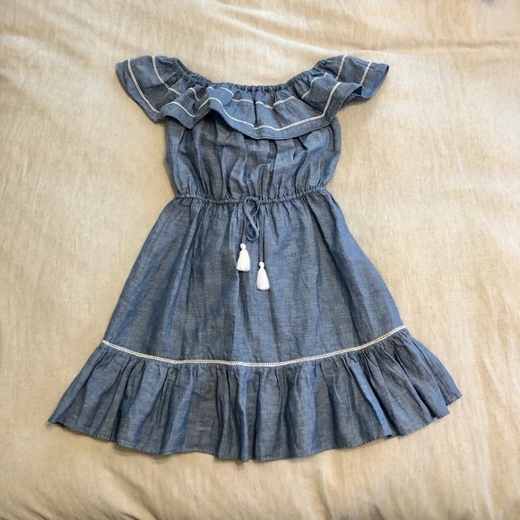 J. Crew Linen Blend Off the Shoulder Dress - Picture 1 of 5